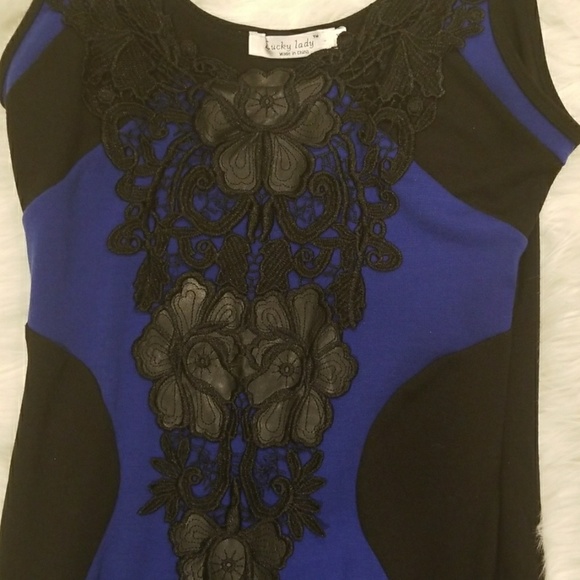 Blue and black formal dress - Picture 2 of 3
